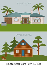 Big set City generator. House constructor. House, cafe, restaurant, shop, boutique. Make your perfect city. Vector illustration