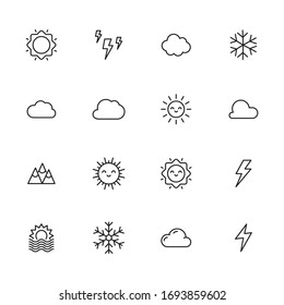 Big set of climate line icons. Vector illustration isolated on a white background. Premium quality symbols. Stroke vector icons for concept or web graphics. Simple thin line signs. 