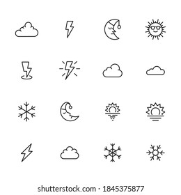 Big set of climate line icons. Vector illustration isolated on a white background. Premium quality symbols. Stroke vector icons for concept or web graphics. Simple thin line signs.