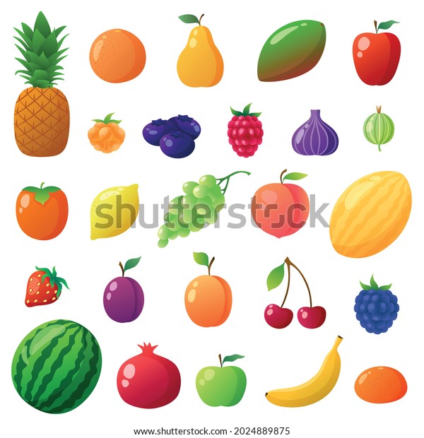 Big Set Clip Art Fruits Vector Stock Vector (Royalty Free) 2024889875 ...