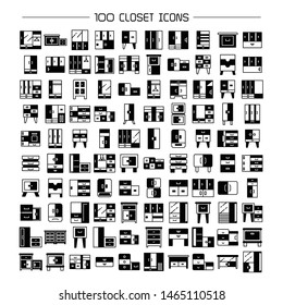 big set of closet and wardrobe icons