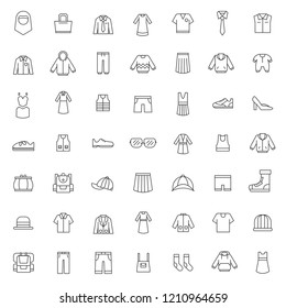 big set of cloth and fashion icons vector design with simple outline and modern style, editable stroke