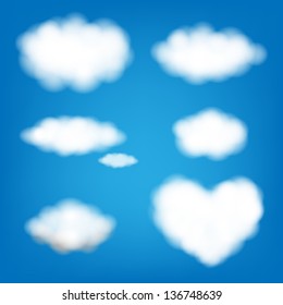 Big Set Clouds With Gradient Mesh, Vector Illustration