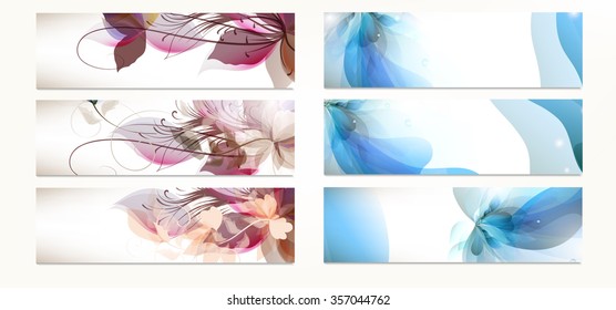 Big set or collection of abstract floral backgrounds for design
