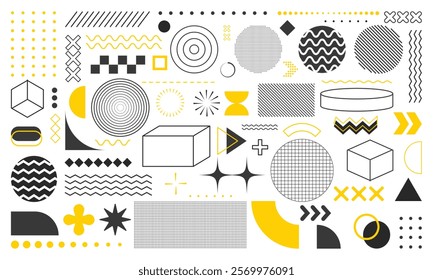 big Set collection of abstract retro geometric shapes pattern in different shapes element decoration