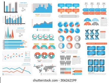 Big set  Collection of infographic set elements for business.Vector illustration
