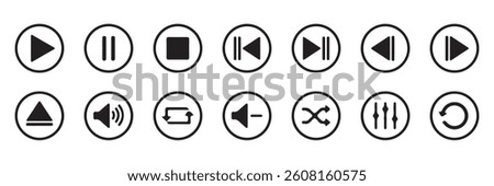 Big set Collection. Media player icon. play symbol signs, Pause, rewind, fast forward Play video etc. icon collection. vector illustration Eps 10