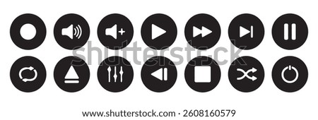 Big set Collection. Media player icon. play symbol signs, Pause, rewind, fast forward Play video etc. icon collection. vector illustration Eps 10