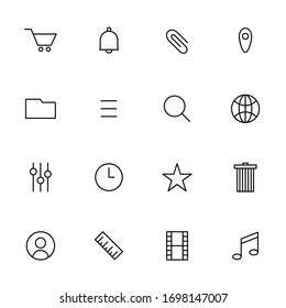 Big set, collection of UI, user interface, computer related icons, outline and thin line icons on white background, such as: settings, navigation EPS Vector