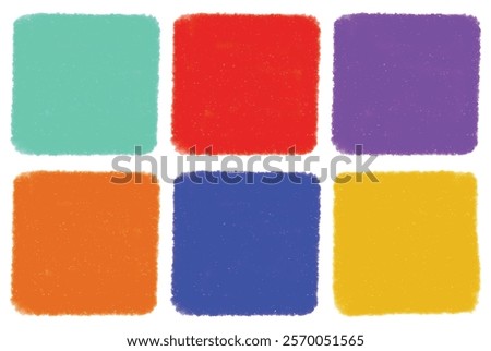 Big set color blob stains. Colorful hand painted rough grunge brush strokes. Color palette for your style. Paper torn, jagged edge square frame set. Autumn colors ripped paper orange border collection
