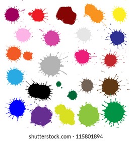 Big Set Color Blobs Stains, Isolated On White Background, Vector Illustration