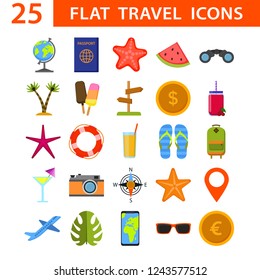 Big set of color icons for travel, Modern flat icons vector collection