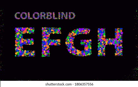 Big Set of Colorblind Style Font. Fresh trendy colors. Font made with circles.