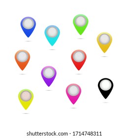 Big set of colored pointers, emblems, logos, buds, business, road, vector illustration
