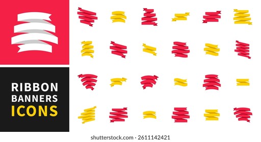 Big set of colored ribbons. Collection of modern simple ribbons. Colored banner for advertising and marketing promotion, curved linear promo decorations. Collection of pennants, labels and streamers.
