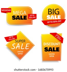 Big set of colorful abstract chat label. Sale banner collection, discount tag, special offer.