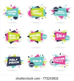 Big set of colorful abstract chat label. Vector discount and promotion banners