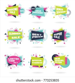 Big set of colorful abstract chat label. Vector discount and promotion banners
