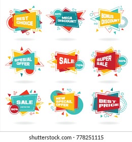 Big set of colorful abstract chat label. Vector discount and promotion banners