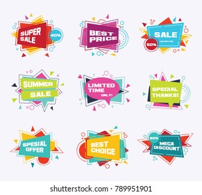 Big set of colorful abstract chat label. Vector discount and promotion banners