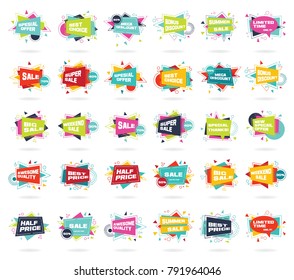 Big set of colorful abstract chat label. Vector discount, advertising and promotion banners