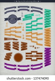 The big set of colorful advertising ribbons - illustration