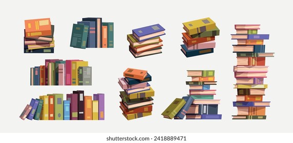 big set of colorful books on white