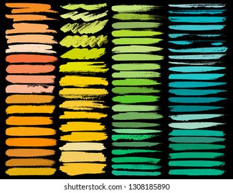 Big set of colorful brush strokes, Colorful ink grunge brush strokes. Vector illustration.