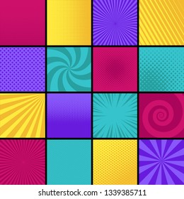 Big set of colorful comic backgrounds. Vector illustration