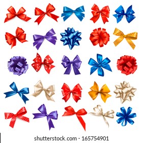 Big set of colorful gift bows with ribbons. Vector.