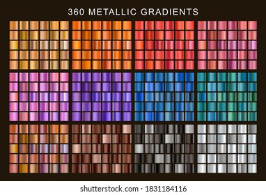 Big set of colorful metallic gradients. Collection metallic textures.