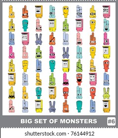 Big set of colorful monsters