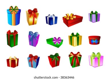 Cartoon Colored Presents Different Gift Boxes Stock Vector (Royalty ...