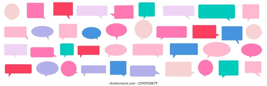 Big set of colorful speech bubbles. Banner. Hand drawn illustrations on white background.