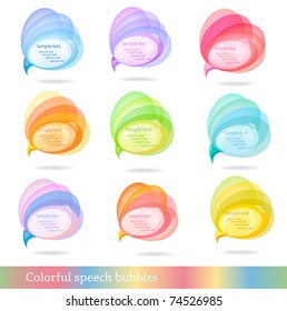 Big set of colorful speech and thought bubbles. Vector illustration.