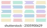 Big set of colorful washi tapes isolated on white. Washi tapes collection in vector. Pieces of decorative tape for scrapbooks. Torn paper	