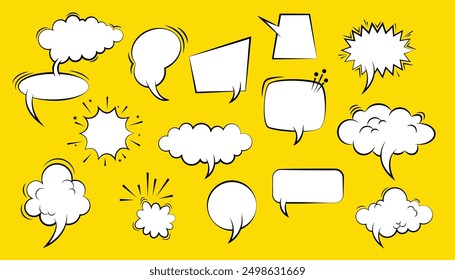 Big set of comic clouds. comic speech bubbles. empty dialog cloud. comic book bubbles