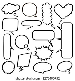 Big Set of Comic Speech Bubbles, Empty Dialog Clouds in Pop Art Style. Vector Illustration for Comics Book or Social Media Banners in cartoon style