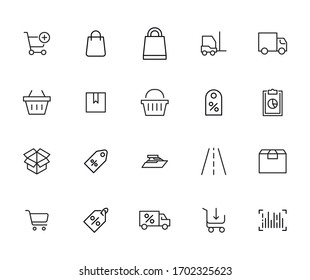 Big set of commerce line icons. Vector illustration isolated on a white background. Premium quality symbols. Stroke vector icons for concept or web graphics. Simple thin line signs. 