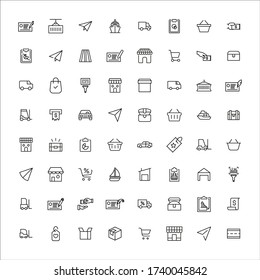 Große Auswahl an Kommerz-Linien-Icons. Vector Illustration auf weißem Hintergrund isoliert. Symbole in Premium-Qualität. Stroke Vektorsymbole für Concept- oder Web-Grafiken. Einfache Zeichen für dünne Linien. 