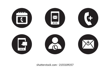 Big set with communication contact icon isolated on white background.