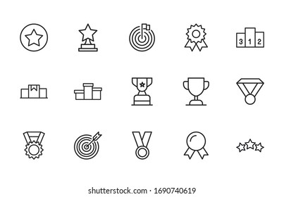 Big set of competitions line icons. Vector illustration isolated on a white background. Premium quality symbols. Stroke vector icons for concept or web graphics. Simple thin line signs.  - Shutterstock ID 1690740619