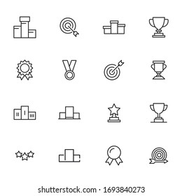 Big set of competitions line icons. Vector illustration isolated on a white background. Premium quality symbols. Stroke vector icons for concept or web graphics. Simple thin line signs. 