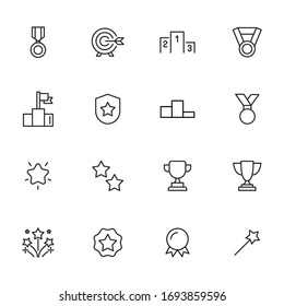 Big set of competitions line icons. Vector illustration isolated on a white background. Premium quality symbols. Stroke vector icons for concept or web graphics. Simple thin line signs. 