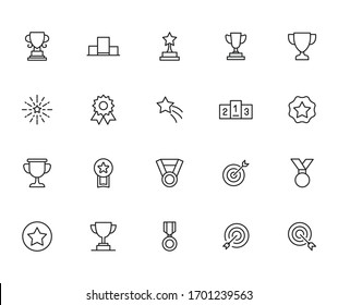 Big set of competitions line icons. Vector illustration isolated on a white background. Premium quality symbols. Stroke vector icons for concept or web graphics. Simple thin line signs. 