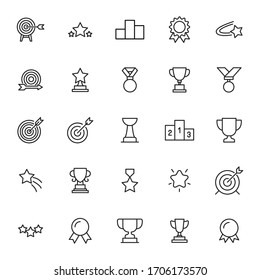 Big set of competitions line icons. Vector illustration isolated on a white background. Premium quality symbols. Stroke vector icons for concept or web graphics. Simple thin line signs. 