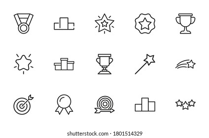 Big set of competitions line icons. Vector illustration isolated on a white background. Premium quality symbols. Stroke vector icons for concept or web graphics. Simple thin line signs.