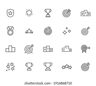 Big set of competitions line icons. Vector illustration isolated on a white background. Premium quality symbols. Stroke vector icons for concept or web graphics. Simple thin line signs.