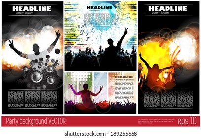 Big set of concert poster. Vector illustration 