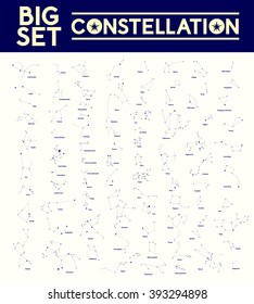 Big set of constellations, astronomical vector illustration